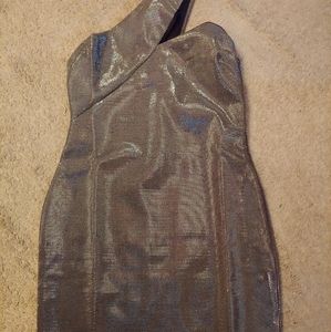 Metallic one shoulder mini dress